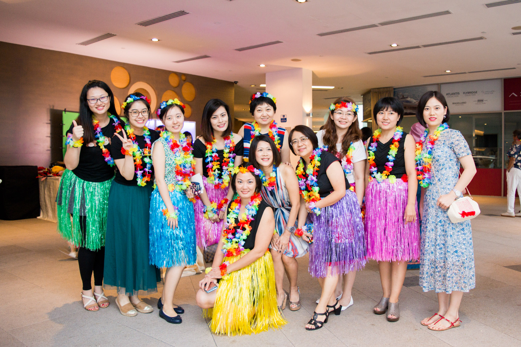 Colour D&D Hawaiian outifts at company dinner